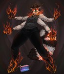 4_arms breath_powers elemental_manipulation fire fire_breathing fire_manipulation glowing glowing_eyes male multi_arm multi_limb possession well_dressed larru-larru faustus mammal procyonid raccoon hi_res