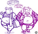 anthro belly big_belly bottomwear chubby_cheeks clothed clothing dialogue duo food hotpants jacket male male/male navel open_clothing open_jacket open_topwear overweight overweight_male pants popsicle sagging_pants scarf shirt shopping_bag shorts simple_background small_shirt sweatpants text thick_thighs tight_clothing tight_shirt tight_topwear topwear wide_hips trashtoonz american_dragon:_jake_long disney fu_dog_(character) hammond_(overwatch) canid canine canis cricetid domestic_dog hamster mammal rodent english_text hi_res