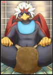 abdl adult_baby against_surface against_wall ageplay anthro back_to_wall bathroom bathroom_floor bathroom_tiles bathroom_wall beak bib black_border black_claws black_eyes black_finger_claws blue_bib blue_cere bodily_fluids border camera camera_view cere_(anatomy) claws cloth_diaper clothed clothing detailed_background diaper diaper_fetish diaper_use feather_hair feathered_crest feathered_wings feathers filming_a_porn_video finger_claws front_view genital_fluids grey_arms grey_body grey_face grey_feathers grey_legs grey_wings hands_on_legs hands_on_own_legs hands_on_own_thighs hands_on_thighs head_crest heart_eyes heart_symbol humanoid_hands infantilism looking_at_diaper looking_down looking_pleasured male multicolored_body multicolored_feathers navel open_mouth pseudo_hair recording recording_video red_arms red_back red_body red_feathered_crest red_wings roleplay sigh sighing sitting sitting_on_ground solo tan_cloth_diaper tan_feather_hair unclean_diaper urine used_diaper using_diaper video_recording watersports wearing_diaper wet_diaper wetting wetting_diaper white_feathered_crest wings yellow_arms yellow_beak yellow_hands endoudouhu nintendo pokemon fan_character nado_soarian animal_humanoid avian avian_humanoid braviary generation_5_pokemon humanoid pokemon_(species) absurd_res digital_drawing_(artwork) digital_media_(artwork) hi_res portrait three-quarter_portrait