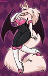 anthro big_breasts blush breasts clothing cosplay female gloves handwear latex latex_clothing latex_skinsuit looking_at_viewer makeup membrane_(anatomy) membranous_wings rubber_clothing simple_background skinsuit solo tight_clothing tongue tongue_out wings tsarinart sega sonic_the_hedgehog_(series) rouge_the_bat tsarina berger_blanc_suisse canid canine canis domestic_dog herding_dog mammal pastoral_dog hi_res