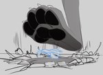 4_toes ambiguous_gender anthro anthrofied barefoot big_feet biped black_pawpads blue_lines claws crush dominant dominant_ambiguous duo faceless_ambiguous faceless_anthro faceless_character fainted fainting feet fluffy fluffy_tail foot_fetish foot_focus foot_play footprint fur fur_tuft grey_background head_tuft hindpaw humiliation impact larger_ambiguous larger_anthro looking_up low-angle_view lying macro male micro micro_focus midair motion_lines nude on_back on_ground open_mouth pawpads pawprint paws pokemorph rubble sadism side_view simple_background size_difference smaller_anthro smaller_male solo_focus standing stepped_on stepping stomped stomping tail three-quarter_view toes toony tuft walking white_claws beherit nintendo pokemon moonlight_(ramsusxiii) ambiguous_species canid canine mammal 2020 blue_and_grey digital_drawing_(artwork) digital_media_(artwork) greyscale line_art monochrome sketch unfinished