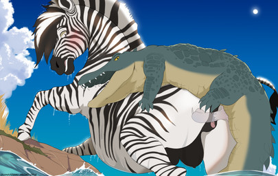 anatomically_correct anatomically_correct_genitalia anatomically_correct_penis anatomically_correct_vulva animal_genitalia animal_penis animal_vulva black_stripes blush clitoris cloud crocodilian_penis day detailed_background duo equine_genitalia equine_vulva female female_feral female_penetrated feral feral_on_feral feral_penetrated feral_penetrating feral_penetrating_feral from_behind_position fur genitals green_body green_scales hooves interspecies larger_female larger_penetrated larger_sub male male/female male_feral male_penetrating male_penetrating_female mane mounting outside partially_submerged penetration penile penile_penetration penis penis_in_vagina predator/prey predator_penetrating_prey quadruped questionable_consent scales sex sharp_teeth size_difference sky smaller_male striped_body striped_fur stripes submissive sun teats teeth unguligrade vaginal vaginal_penetration vulva water wet white_body white_fur quangdoann crocodile crocodilian equid equine mammal reptile scalie zebra hi_res