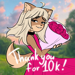 anthro blonde_hair blurred_background bouquet clothing dress female flat_chested flower grin hair holding_bouquet holding_flower holding_object outside plant smile solo tired_eyes dogfailureowo hana_(dogfailureowo) canid canine canis domestic_dog mammal 1:1 digital_drawing_(artwork) digital_media_(artwork) flat_colors hi_res milestone_celebration