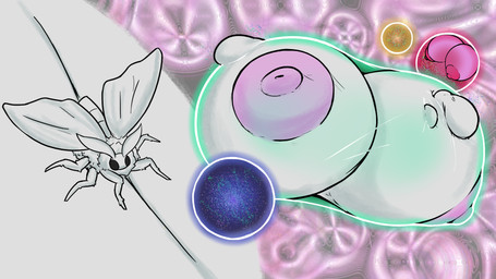 abstract_background ambiguous_gender antennae_(anatomy) areola arthropod_abdomen astronomical_hyper big_areola big_breasts big_nipples black_eyes breasts busty_feral cutaway feral filling_up huge_areola huge_breasts huge_nipples hyper hyper_areola hyper_breasts hyper_nipples lying_on_breasts macro neck_tuft nipples pink_areola pink_breasts small_but_busty solo tuft universe white_body white_breasts white_wings wings unowo background_character arthropod insect lepidopteran moth 16:9 2025 hi_res widescreen