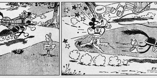 anthro bottomwear clothed clothing dialogue female fingers footwear gloves group handwear hooves male open_mouth outside pants plant quadruped shoes tail text tree floyd_gottfredson disney public_domain mickey_mouse minnie_mouse equid equine horse mammal mouse murid murine rodent 1930 20th_century absurd_res ancient_art black_and_white dated english_text hi_res long_image monochrome signature wide_image