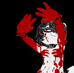 4_fingers anthro athletic athletic_anthro athletic_female blinking blood blood_on_arm blood_on_body blood_on_breast blood_on_face blood_on_hand bodily_fluids bracelet breasts collar collar_only covered_in_blood facial_markings female fingers head_markings jewelry markings mask_(marking) natural_breasts navel nude one_eye_obstructed ribs ring_(marking) ringed_tail smile smirk solo spiked_bracelet spiked_collar spikes striped_markings striped_tail stripes tail tail_markings tail_motion e254e shadow_hands_challenge cerise_(e254e) mammal procyonid raccoon 2d_animation absurd_res animated frame_by_frame hi_res meme