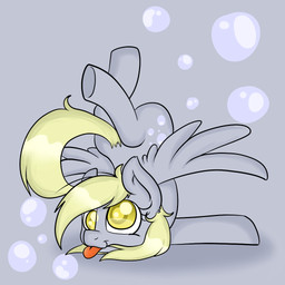 bubble cutie_mark derp_eyes feathered_wings feathers female feral grey_body grey_feathers silly simple_background solo tongue tongue_out upside_down wings yellow_eyes applejack-lover-fan friendship_is_magic hasbro my_little_pony mythology derpy_hooves_(mlp) equid equine mammal mythological_creature mythological_equine pegasus 1:1 2013 source_request