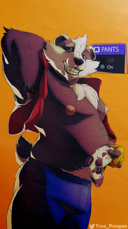 4_fingers 4_toes 5_fingers anthro armpit_hair belly belly_hair biceps big_belly big_butt big_nipples biped black_body black_fur body_hair bottomwear butt chest_hair clothed clothing controller elderly enjoying eyebrows facial_hair fangs feet fingers from_front_position fur hair half-closed_eyes huge_butt leg_grab light light_body looking_at_viewer looking_pleasured lustful_gaze male manly mature_anthro mature_male moobs multicolored_body multicolored_fur musclegut muscular muscular_male narrowed_eyes nipples overweight overweight_anthro overweight_bottom overweight_male overweight_sub pants plantigrade pubes romantic simple_background slightly_chubby smile solo tail teeth text thick_tail thick_thighs toes topwear two_tone_body two_tone_fur vest white_body white_fur white_light wide_hips true_pengon bradley_the_badger_(game) bradley_(bradley_the_badger) badger mammal mustelid musteline 4k 9:16 absurd_res digital_media_(artwork) english_text hi_res widescreen