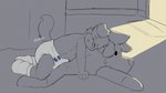 anthro bedroom blush clothing diaper dry_humping footwear male plushie plushophilia sex socks solo young young_anthro young_male onykr ony canid canine canis domestic_dog mammal 16:9 2d_animation animated frame_by_frame hi_res loop short_playtime sketch widescreen