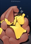 anthro belly big_belly big_butt brown_body brown_ears brown_tail butt candy chocolate dessert female food heart_symbol rear_view scut_tail short_tail smile solo tail thick_thighs sofmallow bowtie_(sofmallow) animate_inanimate food_creature lagomorph leporid living_candy living_chocolate mammal rabbit 2025 absurd_res digital_drawing_(artwork) digital_media_(artwork) hi_res signature nonbinary_(lore)