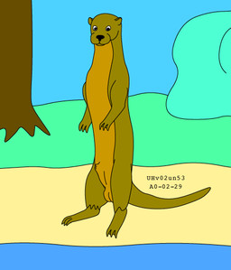 animal_genitalia balls brown_body brown_fur day feet feral fur genitals grass male membrane_(anatomy) nude_male otter_tail outside plant riverside sand sheath shore shrub sky solo standing tail toes toony tree webbed_feet urbanhermit mammal mustelid otter 2000 colored dated
