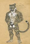 abs animal_genitalia annoyed anthro ball_camel_toe balls big_balls clothing dialogue genitals jewelry looking_down male mostly_nude muscular muscular_anthro muscular_male nipples pecs pendant penis penis_tip sheath solo standing text thong underwear tush_(artist) partran_(tiger) felid mammal pantherine tiger 2017 english_text full-length_portrait graphite_(artwork) hi_res monochrome portrait traditional_media_(artwork)