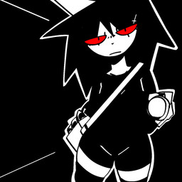accessory anthro black_background black_bottomwear black_clothing black_hair black_legwear black_shorts black_thigh_highs black_topwear bottomwear clothed clothed_anthro clothed_female clothing cross eyelashes female female_anthro fingers front_view hair hair_accessory hairclip inverted_cross inverted_cross_hair_clip legwear mouth_closed red_sclera shorts simple_background solo thigh_highs topwear white_body white_ears xarop77 catwitch_(xarop77) domestic_cat felid feline felis mammal 1:1 2025 digital_media_(artwork) hi_res portrait three-quarter_portrait