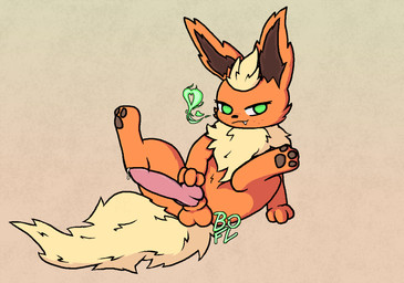 3_toes animal_genitalia animal_penis balls bodily_fluids breath colored_fire cum erection fangs feet femboy feral fire fluffy fluffy_tail freckles fur genital_fluids genitals green_eyes green_fire knot knotted_penis leaking_cum long_ears lying male neck_tuft orange_body orange_fur pawpads paws penis pink_penis precum presenting presenting_penis sitting smile smirk solo tail teeth toes tuft yellow_body yellow_fur boochaflare nintendo pokemon eeveelution flareon generation_1_pokemon pokemon_(species) hi_res