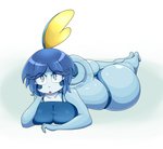 absurd_res big_breasts big_butt breasts butt clothed clothing female generation_8_pokemon hi_res huge_butt luditima lying nintendo on_front pokemon pokemon_(species) sobble solo thong underwear wide_hips