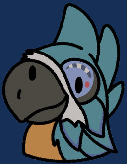 anthro beak blue_body blue_feathers feathers makeup male solo stinkvali breath_of_the_wild goober nintendo the_legend_of_zelda kass_(tloz) avian rito alpha_channel headshot_portrait portrait