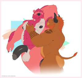 abstract_background anthro areola arm_hair arm_tattoo armpit_fetish armpit_hair armpit_sniffing balls barazoku barbell_piercing beard belly_hair big_balls big_penis biped black_penis blush body_hair border brown_body brown_fur chest_hair claws duo eyes_mostly_closed facial_hair finger_claws fingers flaccid fur genitals glans hair half-erect hand_on_chest happy_trail horn humanoid_genitalia humanoid_hands humanoid_penis leg_hair looking_at_another male male/male musclegut muscular muscular_anthro muscular_male mustache narrowed_eyes nipple_barbell nipple_piercing nipples nude nude_anthro nude_male orange_hair pecs penis piercing pink_body pink_fur pubes red_hair short_hair shoulder_tattoo smile smirk sniffing standing tan_body tan_fur tattoo text white_border k0suna rex_(furrybeefrex) bear bovid bovine cattle mammal 2024 portrait three-quarter_portrait url