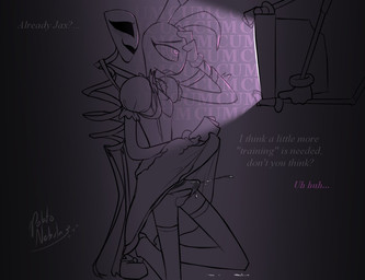 4_fingers ambiguous_gender anthro balls blush blush_lines bodily_fluids brainwashing clothed clothed_anthro clothed_male clothing clothing_lift crossdressing crt cum cum_in_clothing cum_through_clothing cumshot dialogue dress dress_lift drooling duo ejaculation electronics empty_eyes erection erection_under_clothing eyebrows eyelashes femboy feminization fingers footwear fur genital_fluids genitals gloves grey_text grin hand_on_own_head hands-free handwear humanoid_genitalia humanoid_penis hypnosis kneeling legwear male male/ambiguous mask mind_control panties penis pink_text premature_ejaculation saliva shoes short_sleeves side_view smile spiral spiral_eyes spontaneous_ejaculation standing stockings talking_to_another talking_to_partner teeth television tenting text underwear wet wet_clothing potatonebula glitch_productions the_amazing_digital_circus gangle_(tadc) jax_(tadc) animate_inanimate fabric_creature lagomorph leporid living_mask mammal rabbit 2025 english_text signature female_(lore)