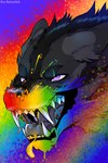 anthro male pride purple_eyes rainbow smile smirk solo tongue unknown_artist alex_nightmurr canid canine canis mammal wolf muzzle_(disambiguation) 2:3 absurd_res headshot_portrait hi_res portrait