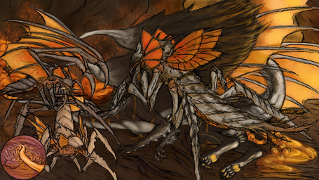 blade_arm blood bodily_fluids cum_on_brain egg egg_insertion feathers female feral group male mindfuck oviposition ovipositor paws transformation wings gummi_art helldivers mythology gerlach alien arthropod dragon feathered_dragon feathered_scalie hunter_(helldivers) insect mythological_creature mythological_scalie scalie shrieker_(helldivers) stalker_(helldivers) terminid 16:9 digital_drawing_(artwork) digital_media_(artwork) digital_painting_(artwork) hi_res painting_(artwork) widescreen