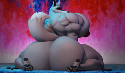 anthro back_muscles balls big_butt big_muscles big_pecs black_body black_fur black_pawpads body_size_growth bubble_butt butt butt_expansion claws expansion fur genitals huge_butt huge_muscles huge_pecs huge_thighs hyper hyper_butt hyper_muscles hyper_pecs kneeling looking_back male moobs multicolored_body multicolored_fur muscular muscular_anthro muscular_arms muscular_legs muscular_male muscular_thighs nipples nude pawpads pecs pink_nipples red_eyes shaking_butt size_transformation solo squish thick_thighs transformation white_body white_fur oleanderin valorlynz_(modeler) dreamworks puss_in_boots_(franchise) death_(puss_in_boots) canid canine canis mammal wolf 3d_(artwork) 3d_animation animated digital_media_(artwork) no_sound short_playtime video