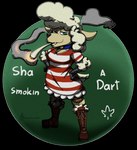 anthro boots bottomwear chibi clothing dart drugs film_grain footwear fur leaf machine marijuana prosthetic prosthetic_arm prosthetic_limb shoes simple_background skirt smoke smoking solo stripes wool_(fur) wool_hair masterzoroark666 mario_smoking_weed ralsei_smoking_blunt the_walten_files sha_(twf) canid canine mammal alpha_channel hi_res