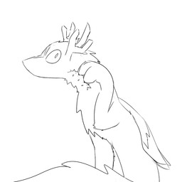 ambiguous_gender antlers eyebrows feathered_wings feathers feral fluffy fluffy_tail fur horn looking_aside looking_at_viewer markings parting_fur paws simple_background sitting solo spiracles tail white_background wings aquest mythology madrigal_(aquest) dragon flute_dragon furred_dragon furred_scalie mythological_creature mythological_scalie scalie 1:1 2015 monochrome sketch