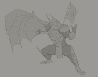 5_fingers anthro armor claws clothed clothing fighting_pose finger_claws fingers flag front_view gloves handwear horn horn_jewelry horn_ring jewelry male male_anthro membrane_(anatomy) membranous_wings mouth_closed muscular muscular_anthro muscular_male pose ring_(jewelry) simple_background solo standing toe_claws torn_wing wide_stance wings aduran mythology dragon mythological_creature mythological_scalie scalie absurd_res full-length_portrait hi_res monochrome portrait