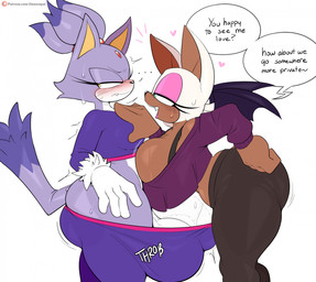 anthro balls barely_contained big_balls big_breasts big_bulge big_butt big_penis black_nose blush breasts bulge butt clothed clothing crossgender dialogue duo eyelashes female fingers forehead_gem ftg_crossgender fti_crossgender gem genitals glistening_eyelids gynomorph half-closed_eyes huge_balls huge_bulge huge_butt huge_penis hyper hyper_balls hyper_bulge hyper_genitalia hyper_penis ineffective_clothing intersex lidded_eyes narrowed_eyes onomatopoeia open_mouth patreon_logo penis side_view simple_background sound_effects speech_bubble text white_background wings jinu patreon sega sonic_the_hedgehog_(series) blaze_the_cat rouge_the_bat bat domestic_cat felid feline felis mammal 2022 digital_media_(artwork) english_text hi_res url