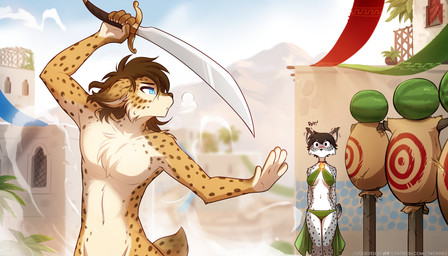 5_fingers alternate_species anthro arm_tuft aroused aroused_by_another aroused_ears aroused_female being_watched belly_dancer biped black_hair black_text blue_eyes blue_line_art blue_text blurred_background blush blush_lines bodily_fluids breasts breath brown_body brown_fur brown_hair building butt cast_shadow casual_nudity cheek_tuft chest_tuft claws cleavage clothed clothed_anthro clothed_female clothing cloud collar collar_of_keidranification collar_tag collarbone countershade_torso countershading crotch_lines curtains curvy_figure dark_ears day deltoids detailed_background duo dust dust_cloud ear_tuft ears_back elbow_tuft enjoying_the_show exclamation_point eyebrows eyelashes facial_horn facial_tuft female femboy fighting_pose finger_claws fingers fluffy fluffy_tail food front_view frown fruit fur furrification glistening glistening_eyes gold_pendant green_clothing green_leaves green_line_art green_panties green_underwear grey_body grey_fur hair hair_between_eyes head_turned heroic_nudity heroic_pose holding_melee_weapon holding_object holding_sword holding_weapon horn house humor inner_ear_fluff komi_face landscape light_body light_fur looking_ahead looking_at_another looking_at_butt looking_at_partner makeup male markings mascara melee_weapon melon meme_face messy_hair midriff motion_outline mountain mouth_closed mouthless navel neck_muscles nose_horn nude nude_anthro nude_fight nude_male oblivious onomatopoeia outdoor_nudity outside palm_tree panties pawprint_collar_tag pecs pergola pivoted_ears plant pointy_ears pose prick_ears prince public public_nudity pupils raised_eyebrows red_blush royalty scruffy_hair scut_tail serious_face short_hair short_tail shoulder_tuft side_boob side_butt skimpy_bikini sky slim_anthro slim_female slim_male sling_bra slit_pupils social_nudity soft_abs sound_effects spots spotted_arms spotted_body spotted_cheeks spotted_face spotted_fur spotted_legs spotted_markings spotted_tail standing stare sweat sword tail tail_markings target text training training_dummy tree tropical tuft underwear urban username ventral_groove voyeur watermelon weapon white_text wide_eyed wide_hipped_anthro wide_hipped_female window wood conditional_dnp tom_fischbach komi_can't_communicate twokinds alice_reed lynx_prince_(twokinds) felid feline keidran lynx mammal 2025 7:4 adobe_photoshop_(artwork) colored_line_art digital_media_(artwork) english_text half-length_portrait hi_res portrait shaded
