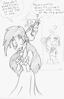 clothed clothing dialogue ellipsis exclamation_point female flying group hair long_hair male mind_control not_furry text unknown_artist nickelodeon the_fairly_oddparents cosmo_(fop) human mammal comic english_text monochrome source_request