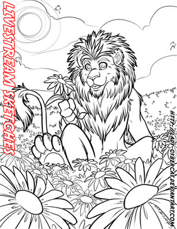 4_toes anthro biped day feet flower front_view holding_flower holding_object looking_at_viewer male mane nude outside plant sitting sky smile solo sun toes cybercat felid lion mammal pantherine black_and_white line_art monochrome