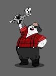 anthro clothing eye_patch eyes_closed eyewear fur hat headgear headwear male overweight overweight_anthro overweight_male shirt simple_background solo topwear white_body white_fur parker_simmons cartoon_network mao_mao:_heroes_of_pure_heart bearclops_(mao_mao) bear mammal polar_bear ursine 2014 official_art