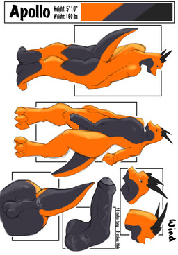 anthro butt digitigrade genitals horn humanoid_genitalia humanoid_penis male nude penis solo text wind unknown_artist apollo kobold scalie absurd_res english_text hi_res model_sheet