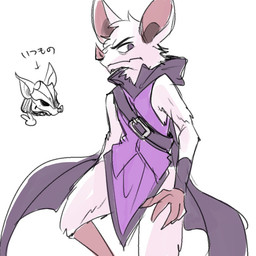 anthro bat_nose big_ears clothing front_view fur hood kemono male purple_clothing simple_background solo white_body white_fur tyfna2731 mina_the_hollower yacht_club_games thorne_(mina_the_hollower) bat mammal sketch
