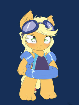 anthro anthrofied blonde_hair chibi clothing eyewear female fur goggles green_eyes hair inflatable orange_body orange_fur pool_float pool_toy simple_background smile solo swim_ring swimwear transparent_background alasou friendship_is_magic hasbro my_little_pony applejack_(mlp) earth_pony equid equine horse mammal pony 2015 3:4 alpha_channel digital_media_(artwork) hi_res