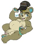 4_fingers 4_toes alcohol anthro balls beer belly beverage beverage_can blonde_hair blue_eyes blue_pawpads blush bodily_fluids brown_body brown_foreskin brown_fur brown_nose buckteeth clothing feet fingers foreskin front_view fur genitals glans hair half-erect hat hat_only headgear headgear_only headwear headwear_only holding_object humanoid_genitalia humanoid_penis humor lying male moobs mostly_nude nipples nude on_back open_mouth overweight overweight_anthro overweight_male pawpads penis pink_glans simple_background solo sweat sweatdrop tan_balls tan_body tan_fur tan_penis teeth text toes tongue trucker_hat tuft white_background tbid animal_crossing nintendo c.j._(animal_crossing) beaver mammal rodent 2024 english_text hi_res