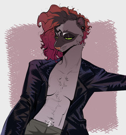 anthro breasts chest_tuft clothing ear_piercing fangs female gauged_ear green_sclera highlights_(coloring) jacket nipple_piercing nipples piercing pubes side_shave solo teeth topwear tuft glacierclear charlie_(glacierclear) domestic_ferret mammal mustelid musteline true_musteline weasel 2025 hi_res trans_(lore) trans_woman_(lore)