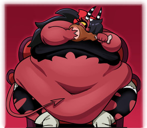 belly big_belly big_breasts black_clothing black_eyes black_hair black_horn black_legwear black_topwear border bottomwear breasts clothing eating eating_food female food footwear hair holding_food holding_meat holding_object horn hotpants huge_belly huge_breasts hyper hyper_belly kerchief legwear meat midriff morbidly_obese morbidly_obese_female morbidly_obese_humanoid navel obese obese_female obese_humanoid overweight overweight_female overweight_humanoid red_body red_kerchief red_skin red_tail sagging_breasts shorts simple_background sitting solo spade_tail striped_horn stripes tail topwear torn_clothing torn_legwear torn_topwear white_border white_clothing white_footwear white_horn yellow_sclera superspoe hellaverse helluva_boss sallie_may_(helluva_boss) humanoid imp 2025 hi_res trans_(lore) trans_woman_(lore)