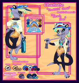 3_toes abs anthro barefoot beach_towel bikini bikini_bottom bikini_top bite_mark bite_mark_on_thigh blue_border blue_eyes border bottomwear cargo_shorts claws clothing color_swatch digitigrade electronics eyebrow_piercing facial_piercing feet female finger_claws fishnet_clothing fishnet_topwear hair hat headgear headwear highlights_(coloring) hindpaw jewelry jump_rope light_jacket logo_on_clothing logo_print markings mole_(marking) multicolored_hair necklace pawpads paws piercing portable_music_player scar seashell shell shorts simple_background solo studs swimwear text text_box toe_claws toes tomboy topwear towel two-piece_swimsuit visor_cap wastedtimeee mammal mustelid otter sea_otter absurd_res hi_res model_sheet