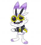 alternate_species band-aid bandage chain clothed clothing eyewear feet floppy_ears fur furrification glasses male paws simple_background solo standing teeth white_background white_body white_fur meron nintendo pokemon team_skull guzma_(pokemon) generation_8_pokemon lagomorph mammal pokemon_(species) scorbunny 2019