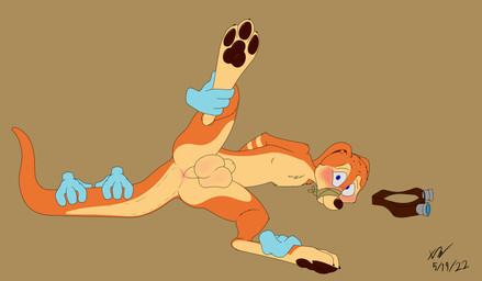 animal_genitalia anthro anus balls big_balls blush bound digitigrade disembodied_hand ears_down exposed genitals ghost_hand group looking_at_viewer lying male muzzle_(object) muzzled on_side pawpads perineum pinned pivoted_ears raised_leg sheath solo_focus tail tapering_tail trio xylerthewolf jak_and_daxter naughty_dog sony_corporation sony_interactive_entertainment daxter mammal mustelid ottsel absurd_res digital_media_(artwork) hi_res