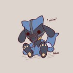 ambiguous_gender anthro biped blue_body muzzle_(object) muzzled pawpads sitting solo tail advos nintendo pokemon generation_4_pokemon pokemon_(species) riolu 1:1