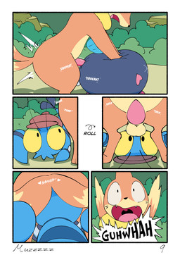 2_tails ambiguous_gender ambiguous_penetrated ambiguous_rimming ambiguous_rimming_male anal balls bow_ribbon clothing dialogue dipstick_tail exclamation_point eyewear feral front_view genitals glasses grass hat headgear headwear heart_eyes heart_symbol humping kiss_on_butt kissing lying male male/ambiguous male_penetrating male_penetrating_ambiguous markings multi_tail on_back oral penetration penis plant rear_view rimming rimming_male rock sex shrub side_view surprised tail tail_grab tail_markings text muzzzzz nintendo pokemon pokemon_mystery_dungeon spike_chunsoft buizel clauncher generation_4_pokemon generation_6_pokemon generation_7_pokemon pokemon_(species) pyukumuku 2026 absurd_res comic digital_media_(artwork) hi_res female_(lore)