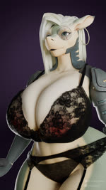 anthro big_breasts bionic_arm bionics blonde_hair bottomwear bouncing_breasts bra breasts clothed clothing countershading cybernetic_arm cybernetic_limb cybernetics ear_piercing ear_ring eyewear female garter_belt garter_straps glasses green_eyes hair huge_breasts lace legwear lingerie lips lipstick looking_at_viewer machine makeup panties piercing ring_piercing simple_background smile solo stockings topwear underwear walking wide_hips f-euphrates snet fish marine shark 3d_(artwork) 3d_animation 9:16 animated digital_media_(artwork) hi_res huge_filesize no_sound short_playtime webm