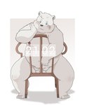 anthro balls band-aid bandage belly black_nose chair flaccid furniture genitals humanoid_hands kemono male moobs nipples overweight overweight_male penis simple_background sitting small_penis solo white_body young awa_awa bear mammal polar_bear ursine 2023 hi_res