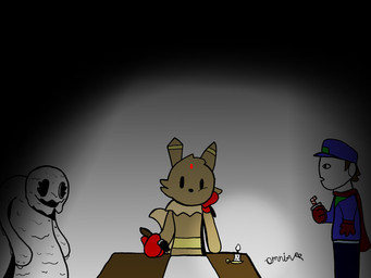 1_eye alter_ego alternate_form anthro beverage bread_loaf candle clothing container creepy_smile cup drinking_straw female furniture gloves group handwear holidays male melted_female melting meme_pose ominous open_mouth red_clothing red_gloves red_handwear shaded_background slightly_chubby slightly_chubby_male smile standing table thinking_pose trio white_body omni-vee master-dream_(character) melty-chan omni-vee_(character) bread_creature human humanoid mammal monster 4:3 hi_res shaded