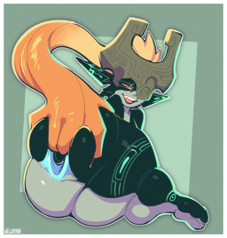 ambiguous_gender anthro anus armor big_butt biped blonde_hair blue_anus border butt female green_body grey_body hair hair_hand headgear helmet looking_at_viewer looking_back looking_back_at_viewer open_mouth open_smile orange_hair pointy_ears rear_view red_eyes smile smiling_at_viewer solo spread_anus spread_butt spreading stretched_anus text thick_thighs white_border wide_hips conditional_dnp welwraith nintendo the_legend_of_zelda twilight_princess midna humanoid imp twili 2026 artist_name digital_media_(artwork) hi_res