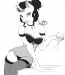 2016 anthro anthrofied bedroom_eyes bra breasts cleavage clothed clothing container crossgender cup digital_drawing_(artwork) digital_media_(artwork) drinking_glass equid equine evehly female friendship_is_magic glass glass_container glass_cup half-closed_eyes hasbro hi_res horn jewelry king_sombra_(mlp) legwear line_art lingerie lips looking_at_viewer mammal monochrome my_little_pony mythological_creature mythological_equine mythology narrowed_eyes necklace panties pose pupils seductive simple_background slit_pupils solo stockings thick_bottom_lip underwear unfinished unicorn white_background wine_glass