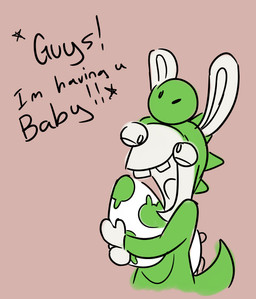 anthro brown_background clothed clothed_anthro clothed_male clothing costume derp_eyes egg excited fur green_costume green_spines green_tail holding_egg holding_object lidded_eyes long_ears male male_anthro mitten_hands noseless open_mouth open_smile simple_background smile solo tail text toony white_body white_fur yelling insertthenewblhere mario_bros mario_plus_rabbids_kingdom_battle nintendo raving_rabbids rayman_(series) ubisoft rabbid_yoshi lagomorph mammal rabbid 2024 colored_sketch crossover digital_drawing_(artwork) digital_media_(artwork) english_description english_text flat_colors half-length_portrait portrait sketch